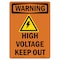 Signmission Safety Sign, OSHA WARNING, 14" Height, High Voltage Keep Out, Portrait OS-WS-D-1014-V-13241 - alternate 1